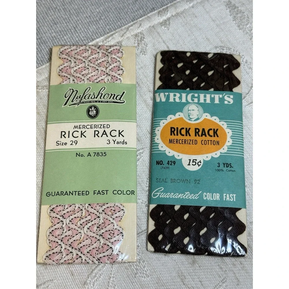 Vintage Nufashond & Wright's Rick Rack | Mercerized Cotton Trims | 15¢ Packaging